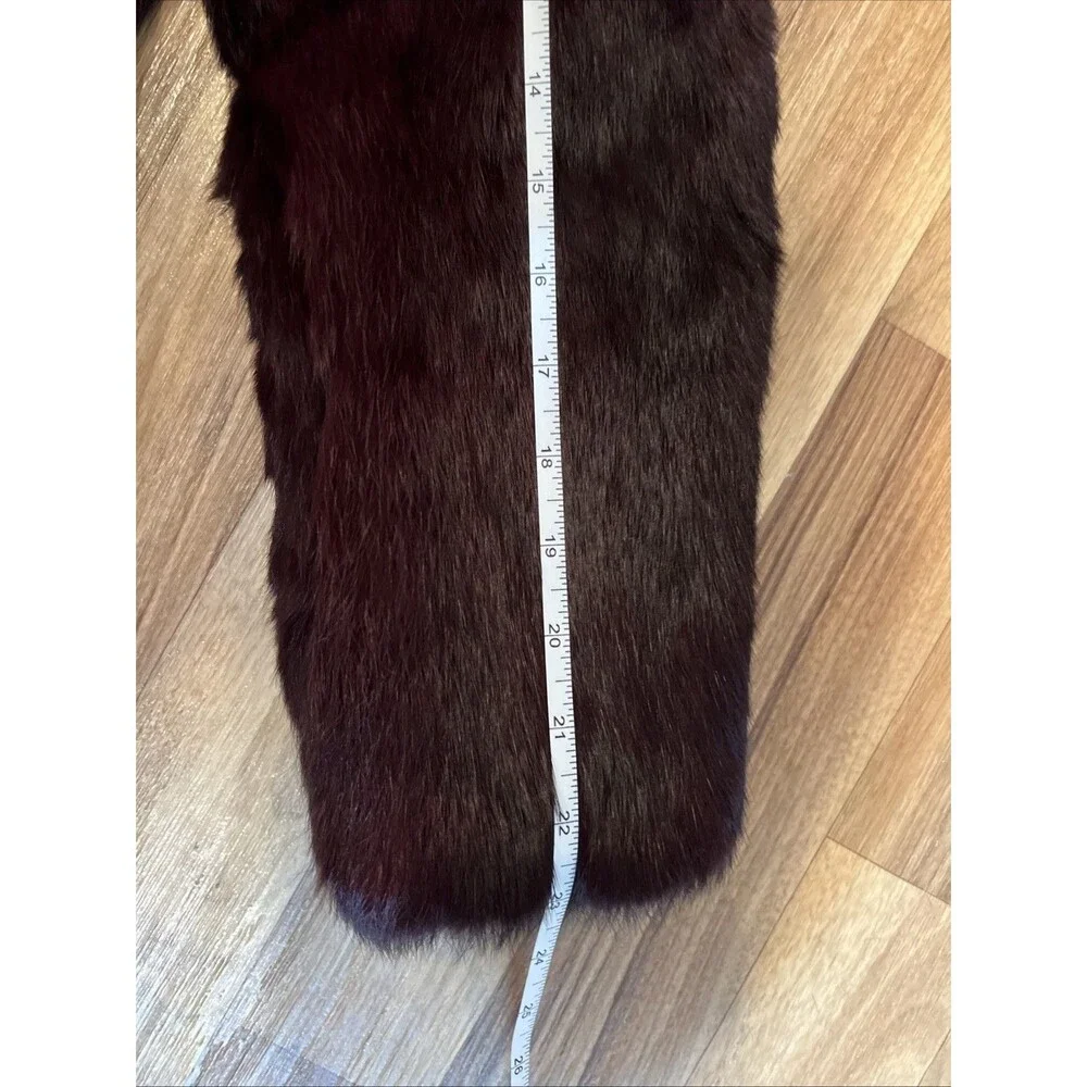 Vintage Women’s Dyed Burgundy Maroon Wine Rabbit Fur Coat Jacket Medium - Picture 11 of 11